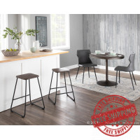 Lumisource B24-ZAC BKE2 Zac Industrial Counter Stool in Black Metal and Espresso Wood - Set of 2